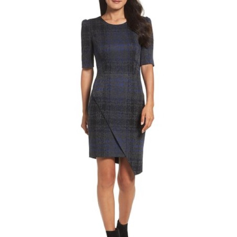 Betsey Johnson Blue & Grey Plaid AsymmetricalDress